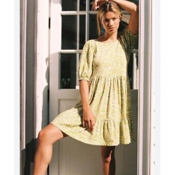 Daily Practice Anthropologie Printed Cross-back Flounced Dress Women's Large - Picture 1 of 10